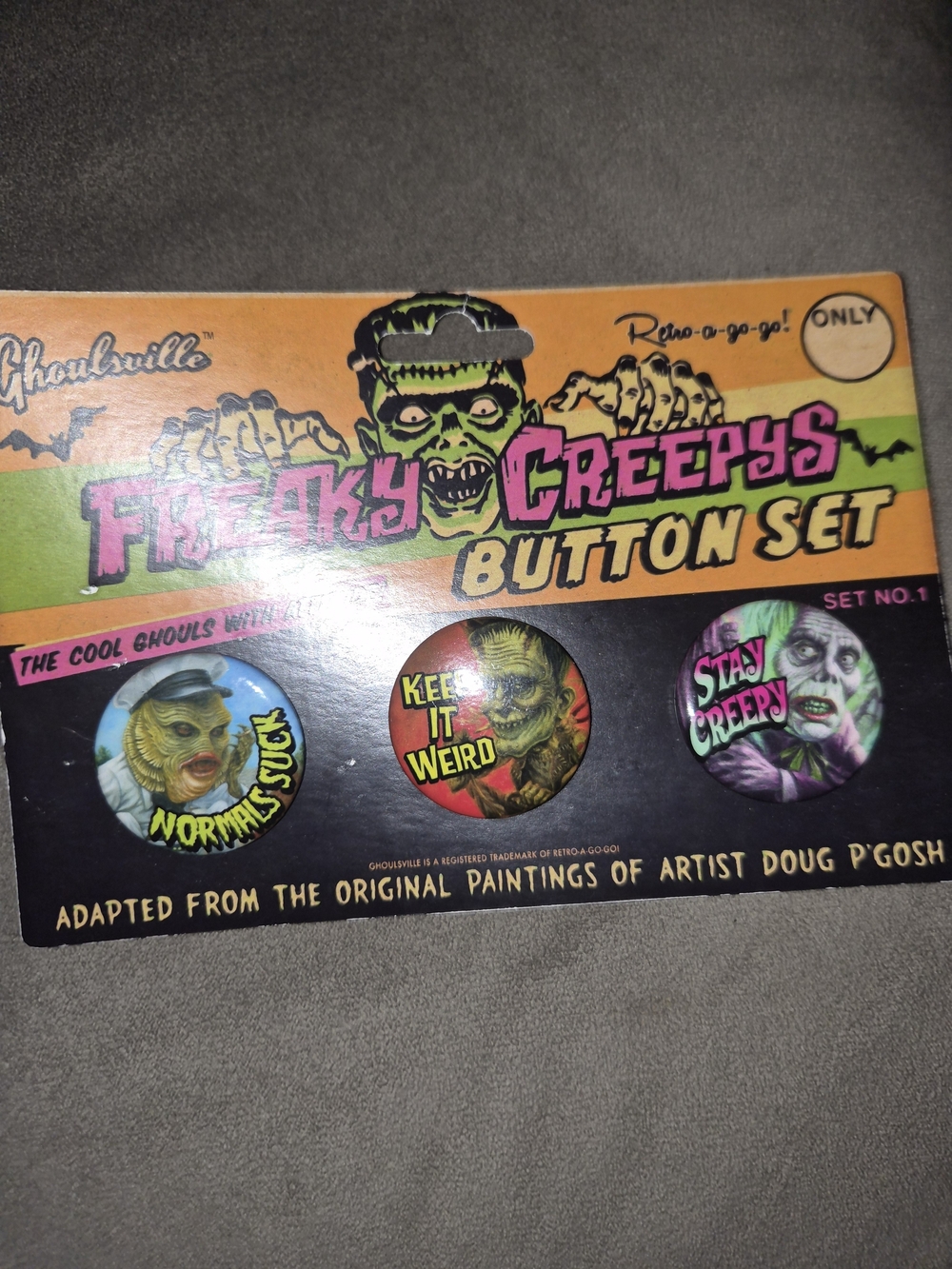 Ghoulsville Freaky Creeps Button Set - Retro-a-gogo
